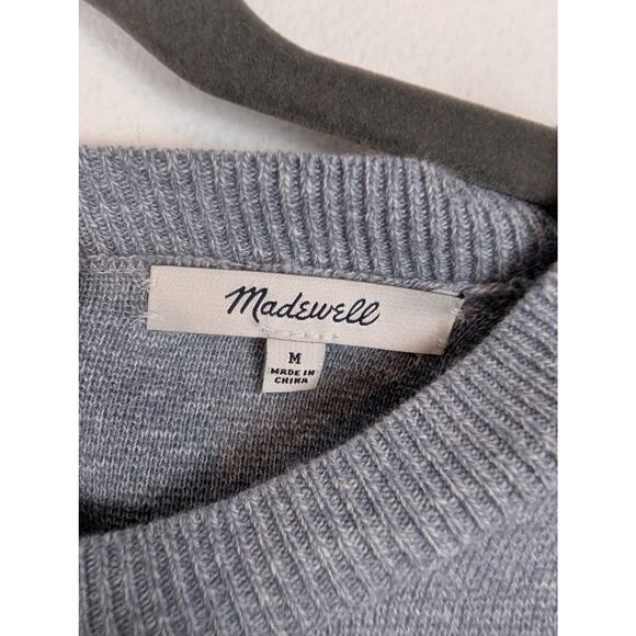 Madewell Sweater Lace Up Back Pullover Fall Winter Ballet Boho Gray Blue Size M - Picture 9 of 11